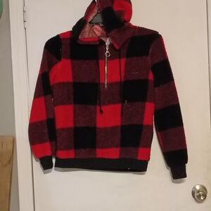 Red and Black Plaid Men's Sweater